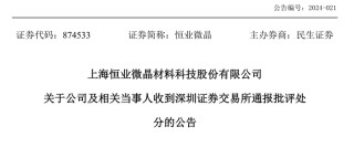 创业板IPO终止一年后，恒业微晶再创关北交所，中介及公司刚被“点名”