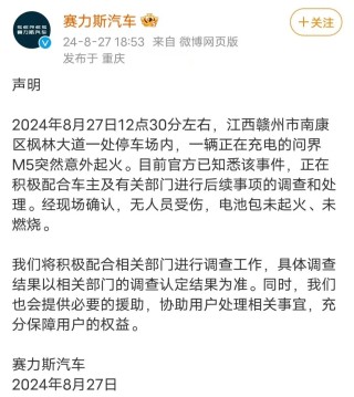 问界M5突然起火，赛力斯汽车回应